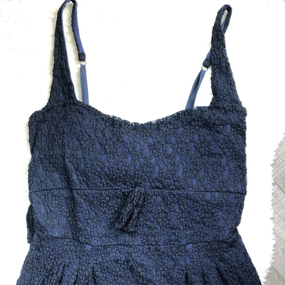 Free People Navy Black Lace Dress Stretchy M - Picture 2 of 8